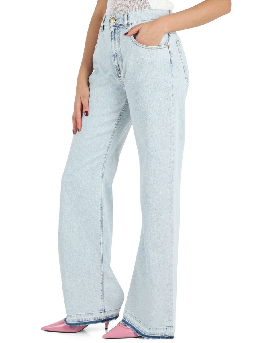 Donna PINKO | Pantalone Jeans Cinque Tasche Wanda Wide Leg Celeste