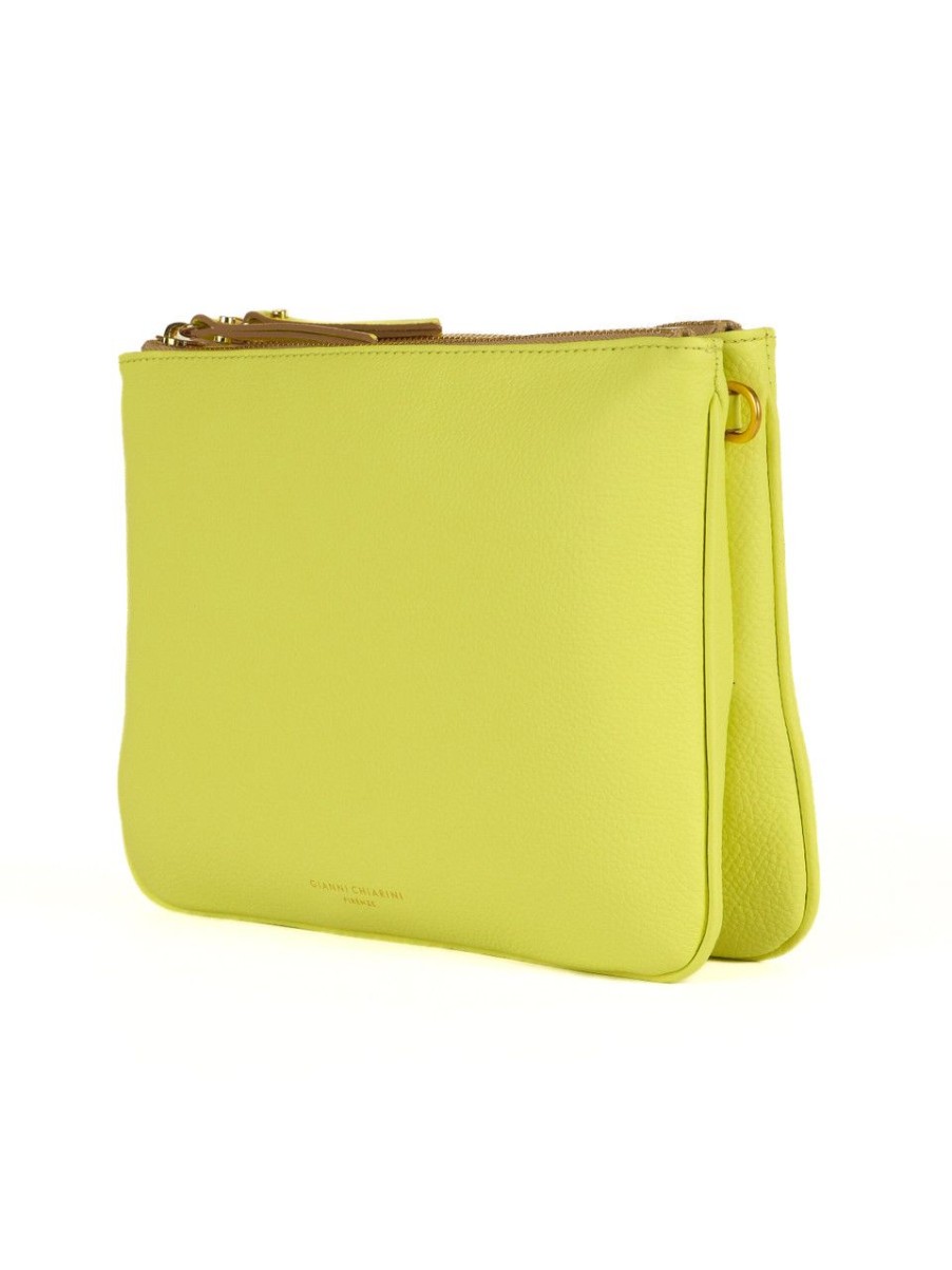 Donna GIANNI CHIARINI | Borsa A Mano In Pelle Martellata Frida Medium Verde Chiaro