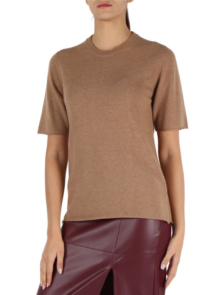 Donna ALPHA STUDIO | Maglia Girocollo In Lana - Viscosa E Cashmere Beige