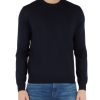 Uomo FAMA | Luxury: Maglia Girocollo In Lana Vergine Merino Extrafine Blu Scuro