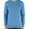 Uomo TOMMY HILFIGER | Maglia Girocollo In Cotone Con Ricamo Logo Azzurro