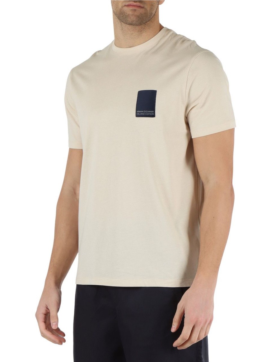 Uomo ARMANI EXCHANGE | T-Shirt Asv Regular Fit In Cotone Beige