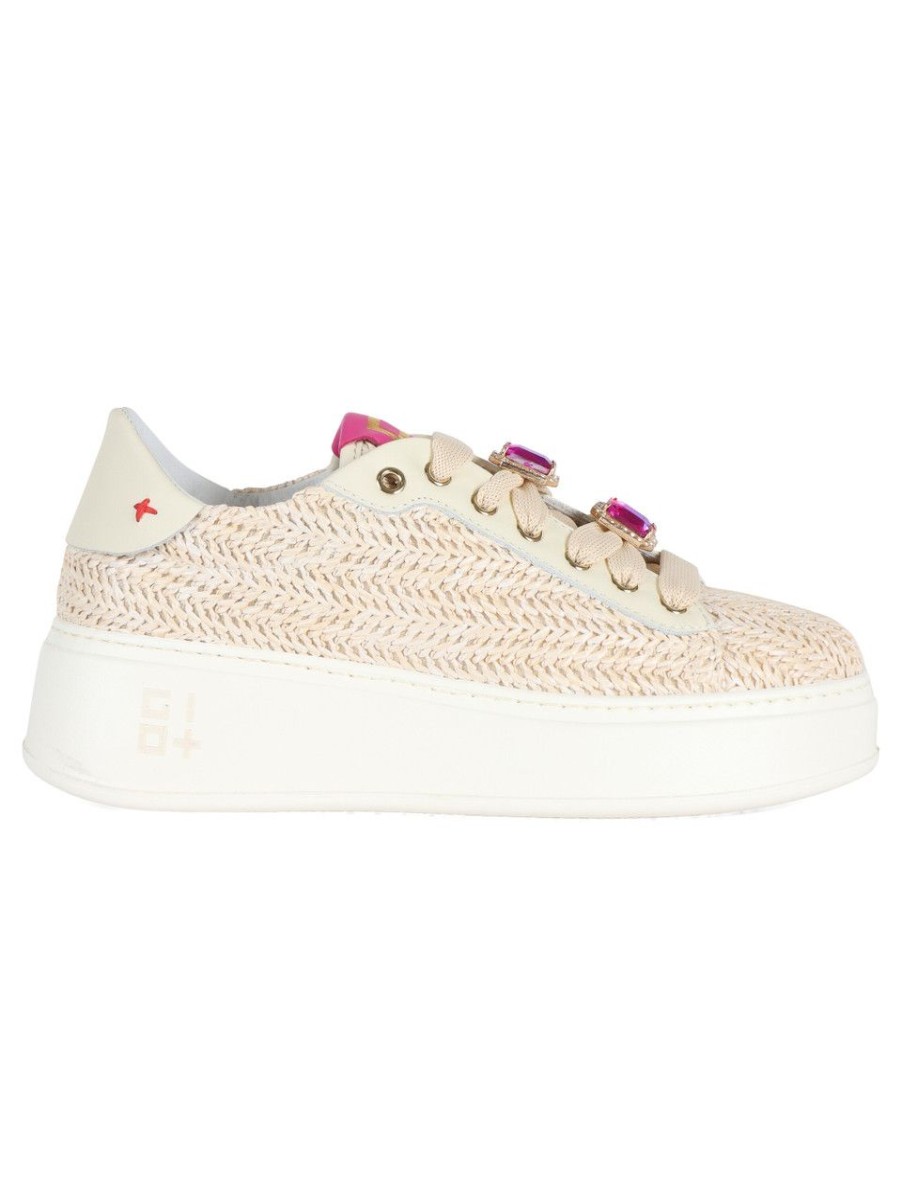 Donna GIO+ | Sneakers In Pelle E Paglia Intrecciata Pia154A Rosa