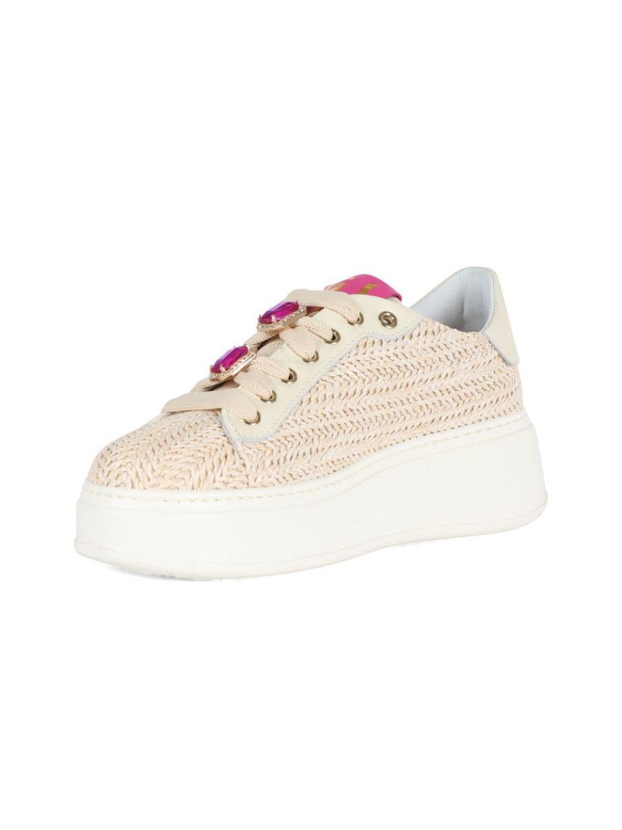 Donna GIO+ | Sneakers In Pelle E Paglia Intrecciata Pia154A Rosa