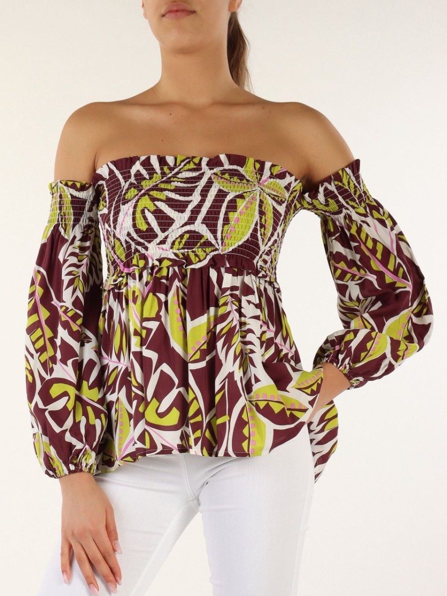 Donna NENETTE | Blusa In Viscosa Fabi Con Stampa All Over Bordeaux