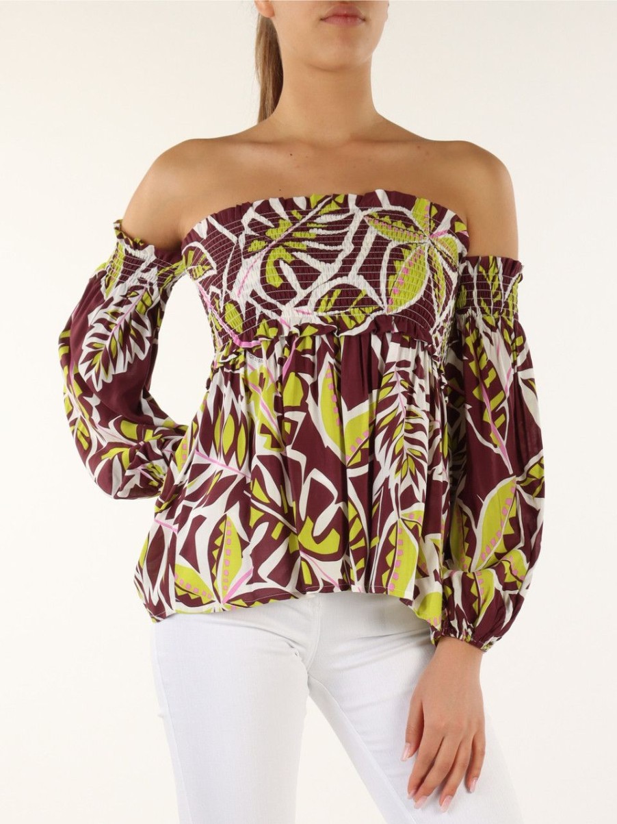 Donna NENETTE | Blusa In Viscosa Fabi Con Stampa All Over Bordeaux