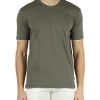 Uomo QB24 | T-Shirt In Cotone Gelso Con Dettagli A Contrasto Verde Militare