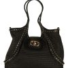 Donna LA CARRIE | Borsa A Spalla In Pelle E Rafia Romantic Nero