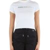 Donna CALVIN KLEIN JEANS | T-Shirt Cropped In Cotone Stretch Con Stampa Logo Bianco