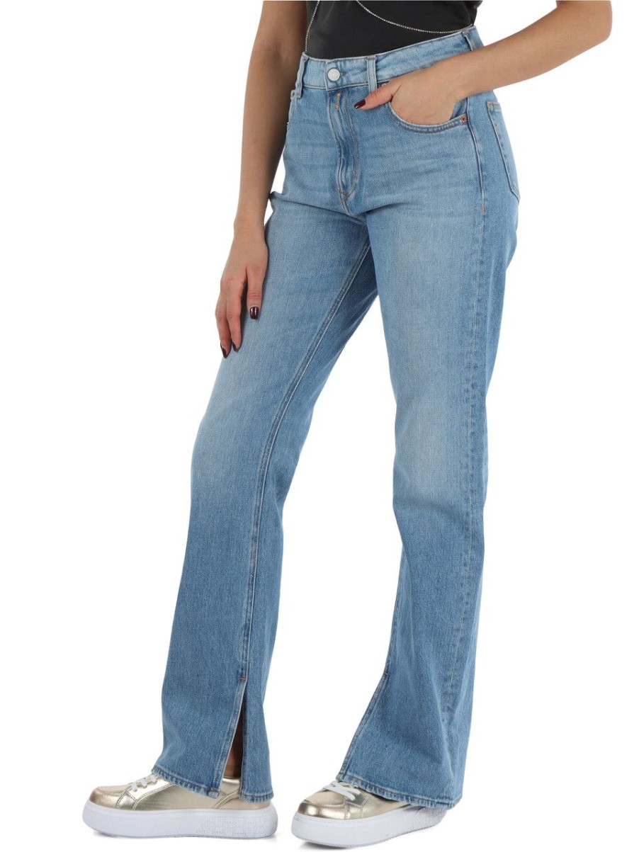 Donna REPLAY | Pantalone Jeans Cinque Tasche Sharljn High Waist Slim Flare Fit Blu Chiaro