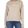 Donna TOMMY HILFIGER | Felpa In Cotone Garzato Con Ricamo Logo Frontale Beige