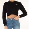 Donna GUESS | Felpa Cropped In Cotone Garzato Nero