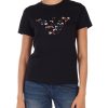 Donna EMPORIO ARMANI | T-Shirt In Cotone Con Stampa Logo Frontale Nero