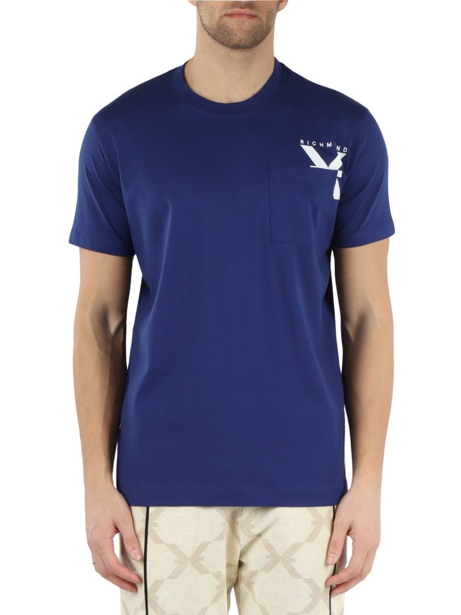 Uomo RICHMOND | Richmond X: T-Shirt In Cotone Pima Bluette