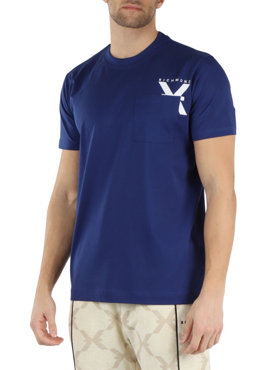 Uomo RICHMOND | Richmond X: T-Shirt In Cotone Pima Bluette