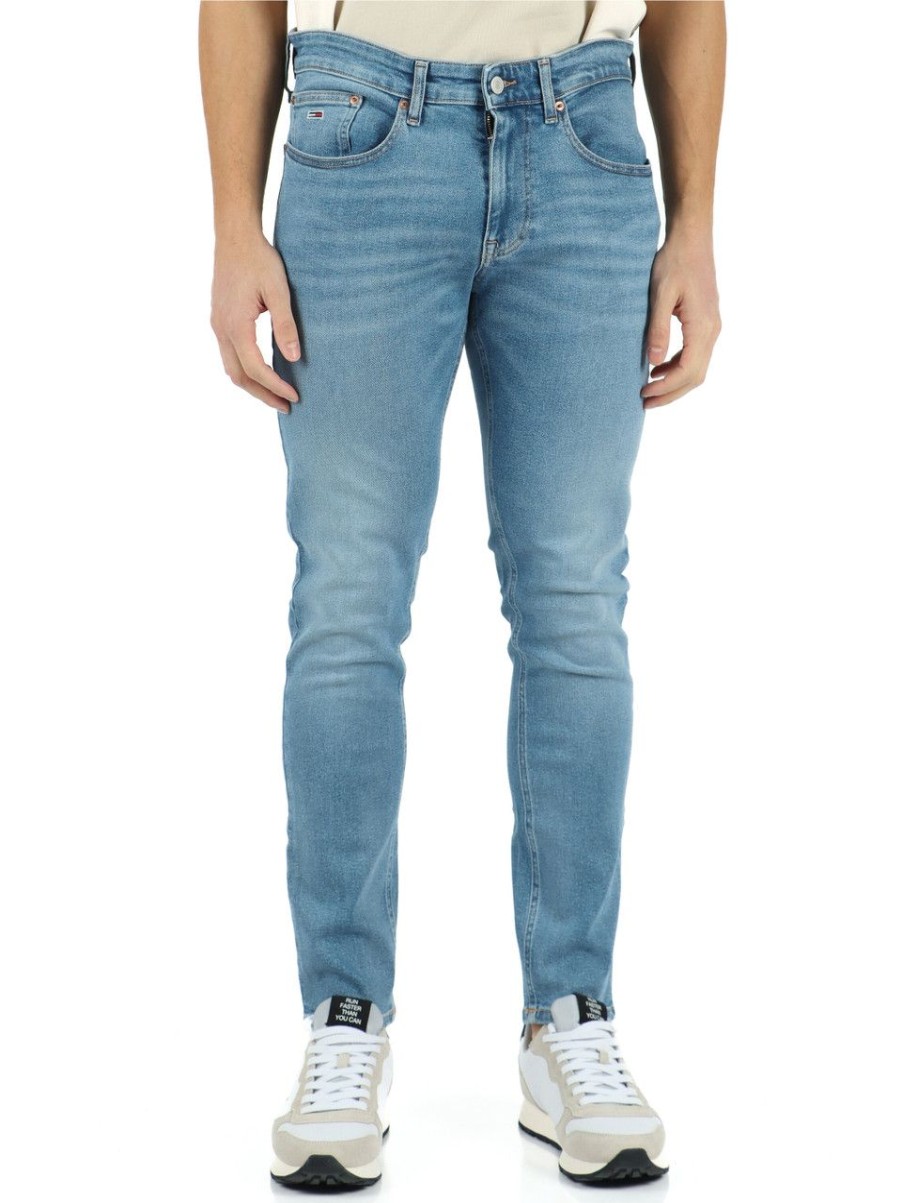 Uomo TOMMY JEANS | Pantalone Jeans Cinque Tasche Austin Slim Tapered Blu Chiaro