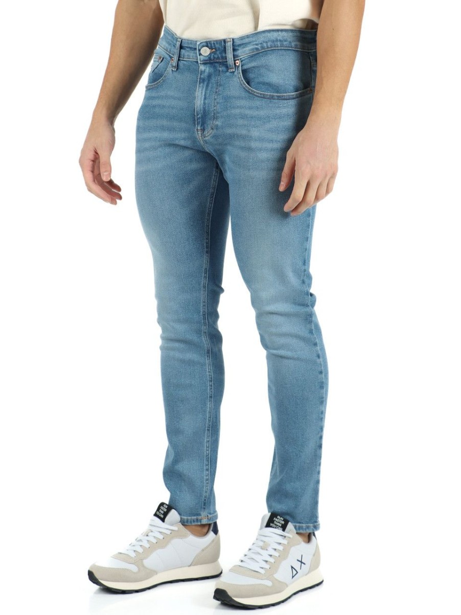 Uomo TOMMY JEANS | Pantalone Jeans Cinque Tasche Austin Slim Tapered Blu Chiaro