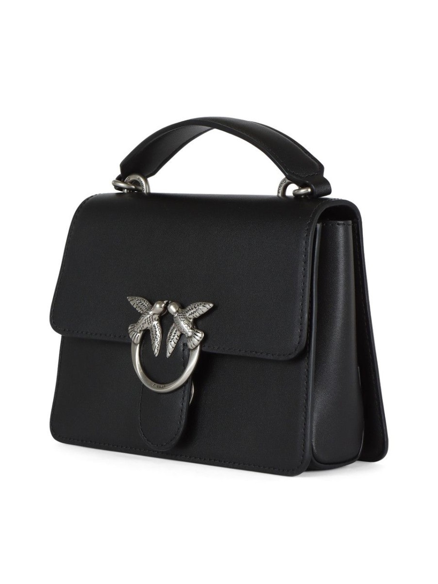 Donna PINKO | Borsa A Mano In Pelle Love One Top Handle Mini Light Argento