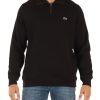 Uomo LACOSTE | Felpa In Cotone Con Patch Logo Frontale Nero