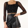 Donna GUESS | Top Drappeggiato Con Stampa A Pois Nero