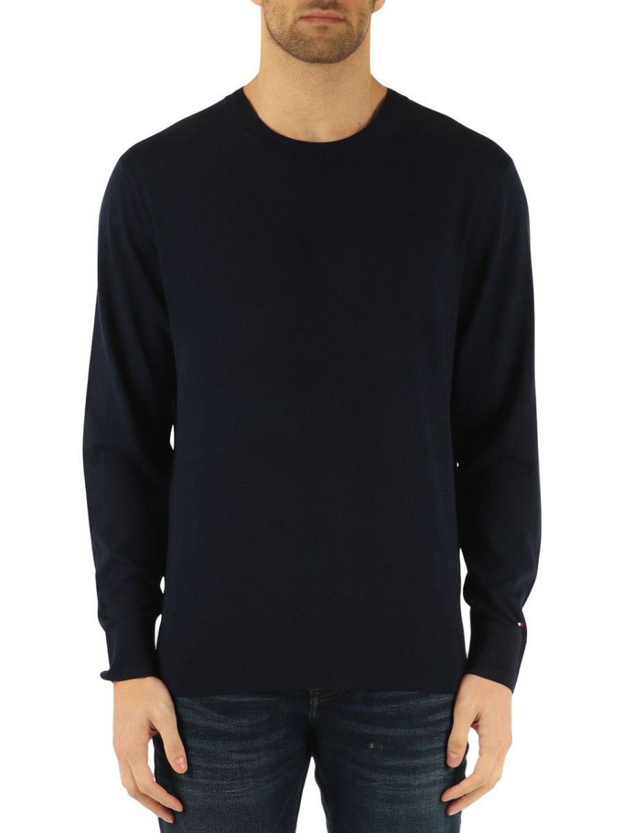 Uomo TOMMY HILFIGER | Maglia Girocollo In Cotone E Lyocell Blu Scuro