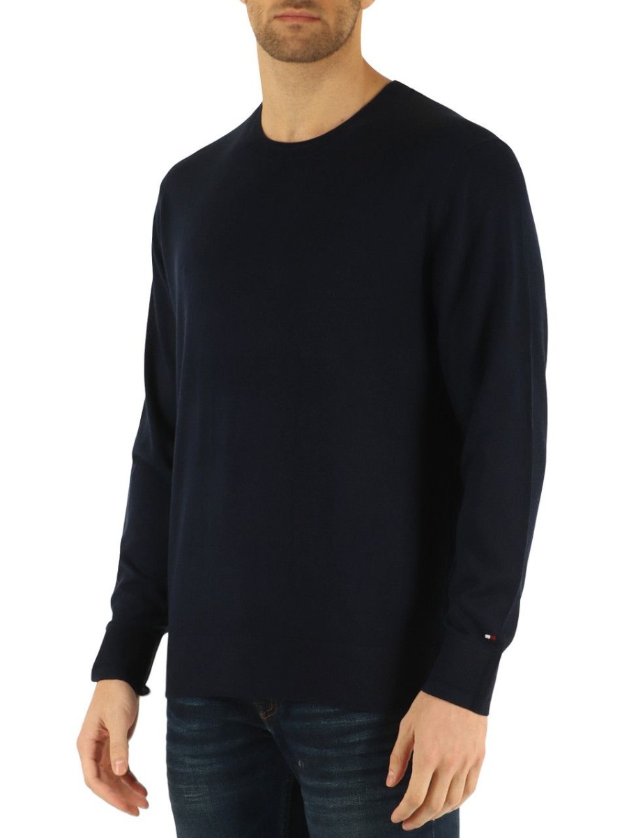 Uomo TOMMY HILFIGER | Maglia Girocollo In Cotone E Lyocell Blu Scuro