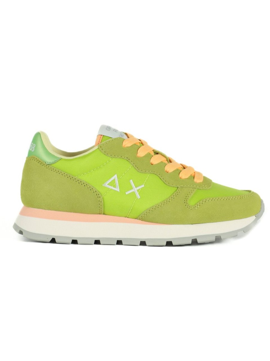 Donna SUN68 | Sneakers In Pelle E Tessuto Ally Solid Nylon Lime