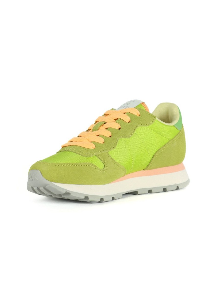 Donna SUN68 | Sneakers In Pelle E Tessuto Ally Solid Nylon Lime