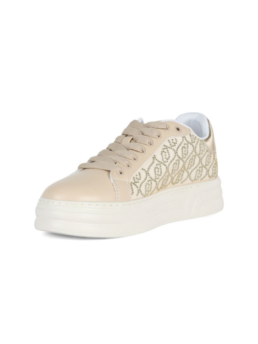 Donna LIU JO | Sneakers Cleo 12 Con Motivo Logo In Strass Beige