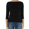 Donna TOMMY HILFIGER | T-Shirt In Cotone Con Maniche Tre Quarti Nero