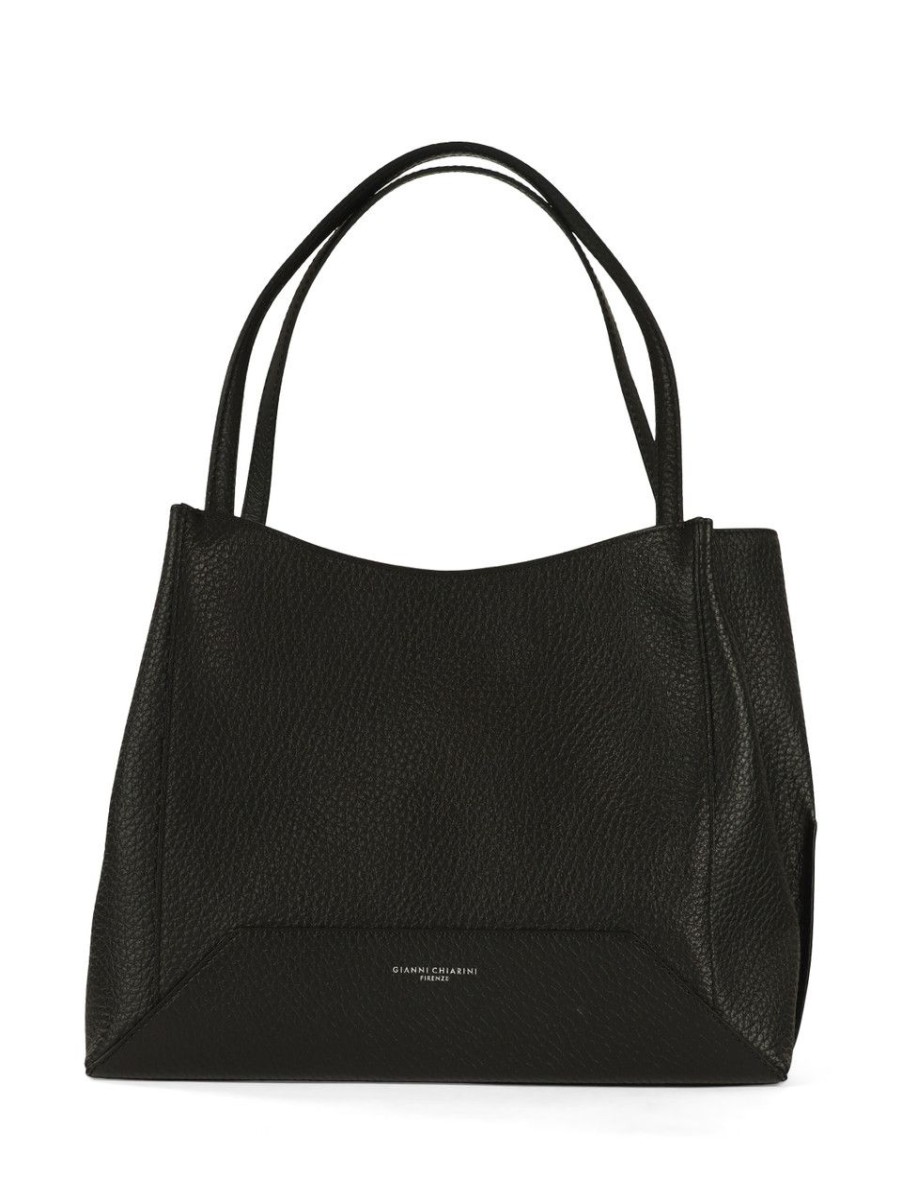 Donna GIANNI CHIARINI | Borsa Shopping Ludovica In Pelle Grana Dollaro Nero