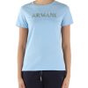 Donna ARMANI EXCHANGE | T-Shirt In Cotone Con Scritta Logo Frontale Celeste