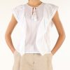 Donna SFIZIO | Top In Cotone Con Ricami A Giorno Bianco