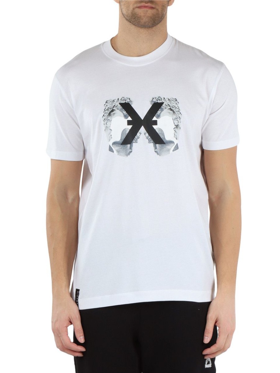 Uomo RICHMOND | Richmond X: T-Shirt In Cotone Pima Con Stampa Logo Bianco