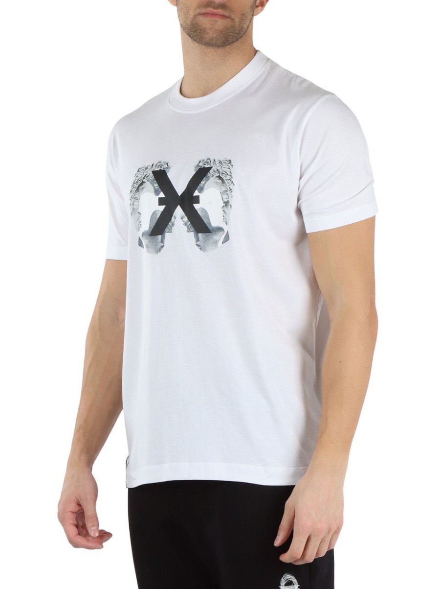 Uomo RICHMOND | Richmond X: T-Shirt In Cotone Pima Con Stampa Logo Bianco