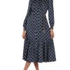 Donna MICHAEL MICHAEL KORS | Abito Midi Con Stampa Logo All Over Blu Scuro