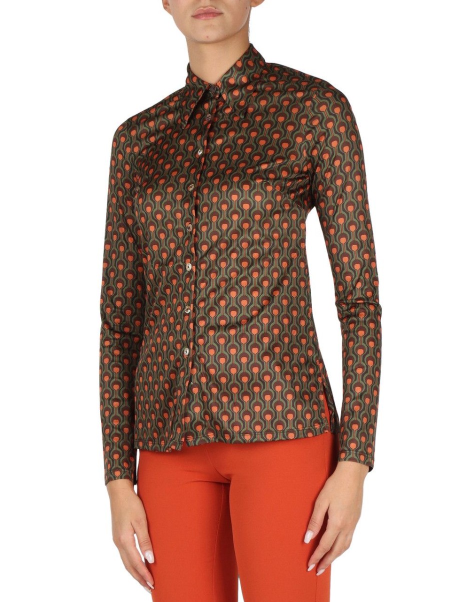 Donna MALìPARMI | Camicia Frieze Print Verde Scuro