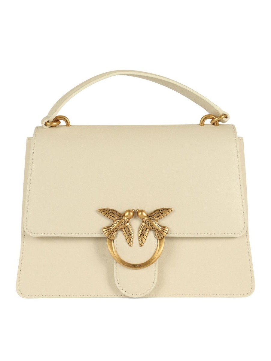 Donna PINKO | Borsa A Mano In Pelle Love One Top Handle Classic Light Panna