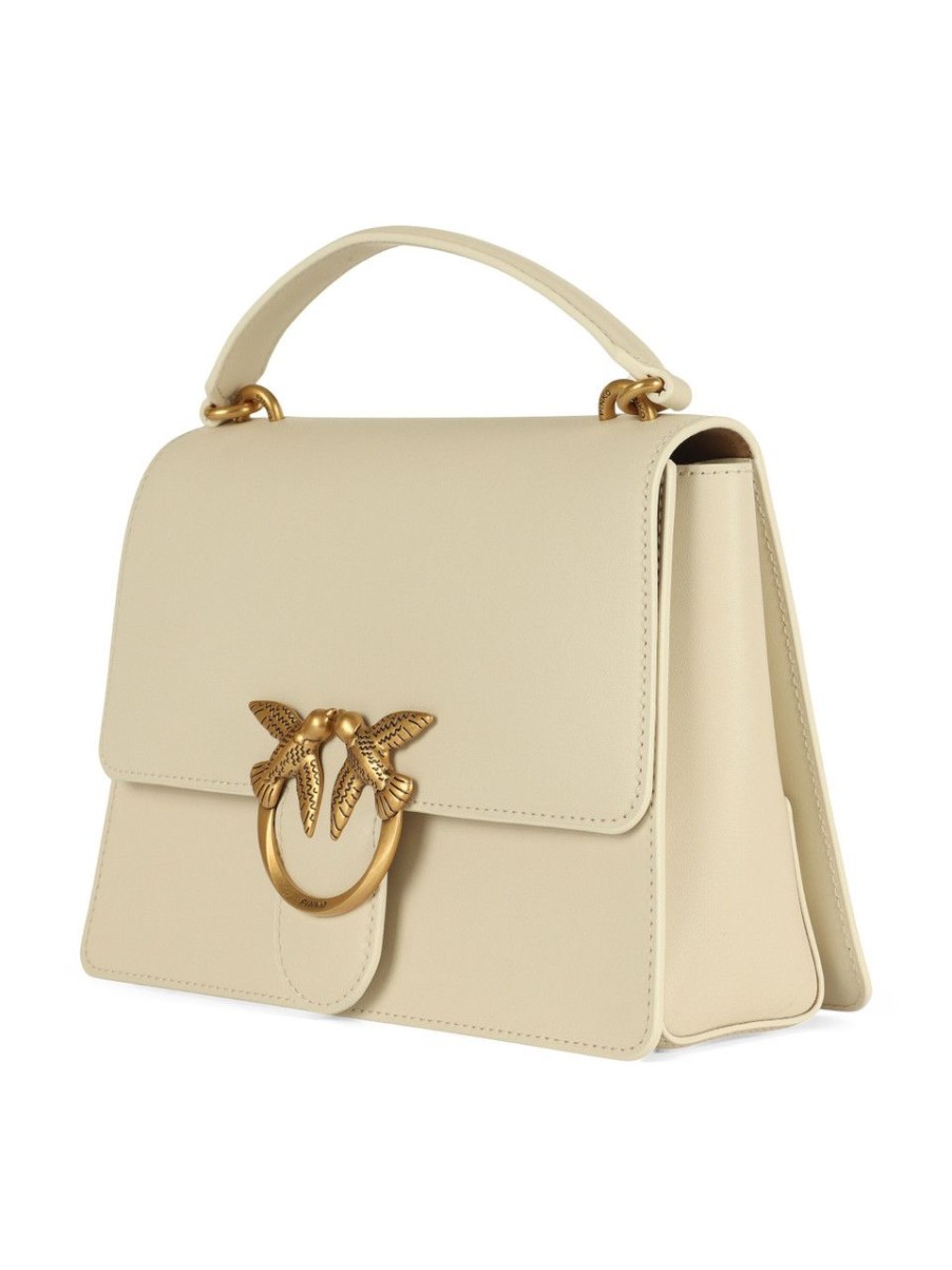 Donna PINKO | Borsa A Mano In Pelle Love One Top Handle Classic Light Panna