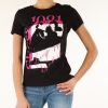 Donna GUESS | T-Shirt In Cotone Con Scritta Logo A Rilievo Nero