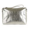 Donna GIANNI CHIARINI | Borsa Nora Pouch In Pelle Laminata Argento