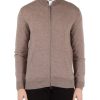 Uomo FAMA | Luxury: Cardigan Con Zip In Lana Vergine Merino Extrafine Beige