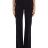 Donna ELISABETTA FRANCHI | Pantalone Palazzo In Crepe Stretch Con Placca Logo Nero