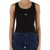 Donna CALVIN KLEIN JEANS | Canotta Cropped A Costine In Cotone Stretch Nero