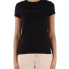 Donna ARMANI EXCHANGE | T-Shirt In Cotone Stretch Con Scritta Logo Frontale Nero