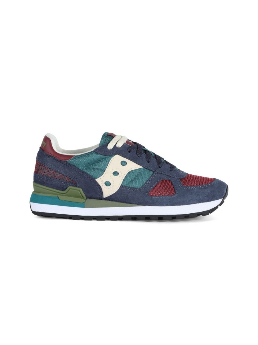 Uomo SAUCONY | Sneakers Shadow Original In Pelle E Tessuto Blu