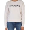 Donna TOMMY HILFIGER | Felpa In Cotone Garzato Con Ricamo Logo Frontale Panna