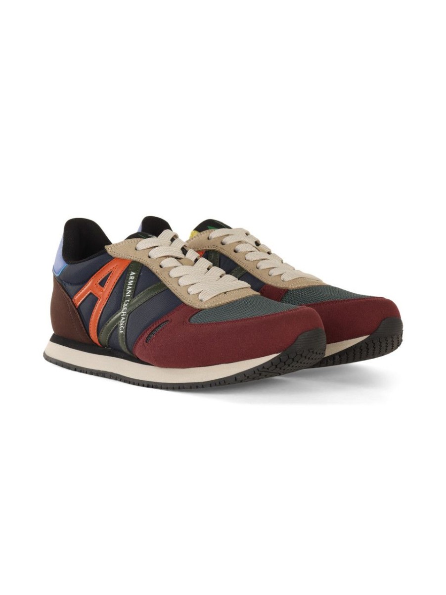 Uomo ARMANI EXCHANGE | Sneakers In Tessuto Ed Ecopelle Con Patch Logo Multicolor