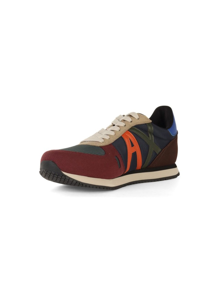 Uomo ARMANI EXCHANGE | Sneakers In Tessuto Ed Ecopelle Con Patch Logo Multicolor