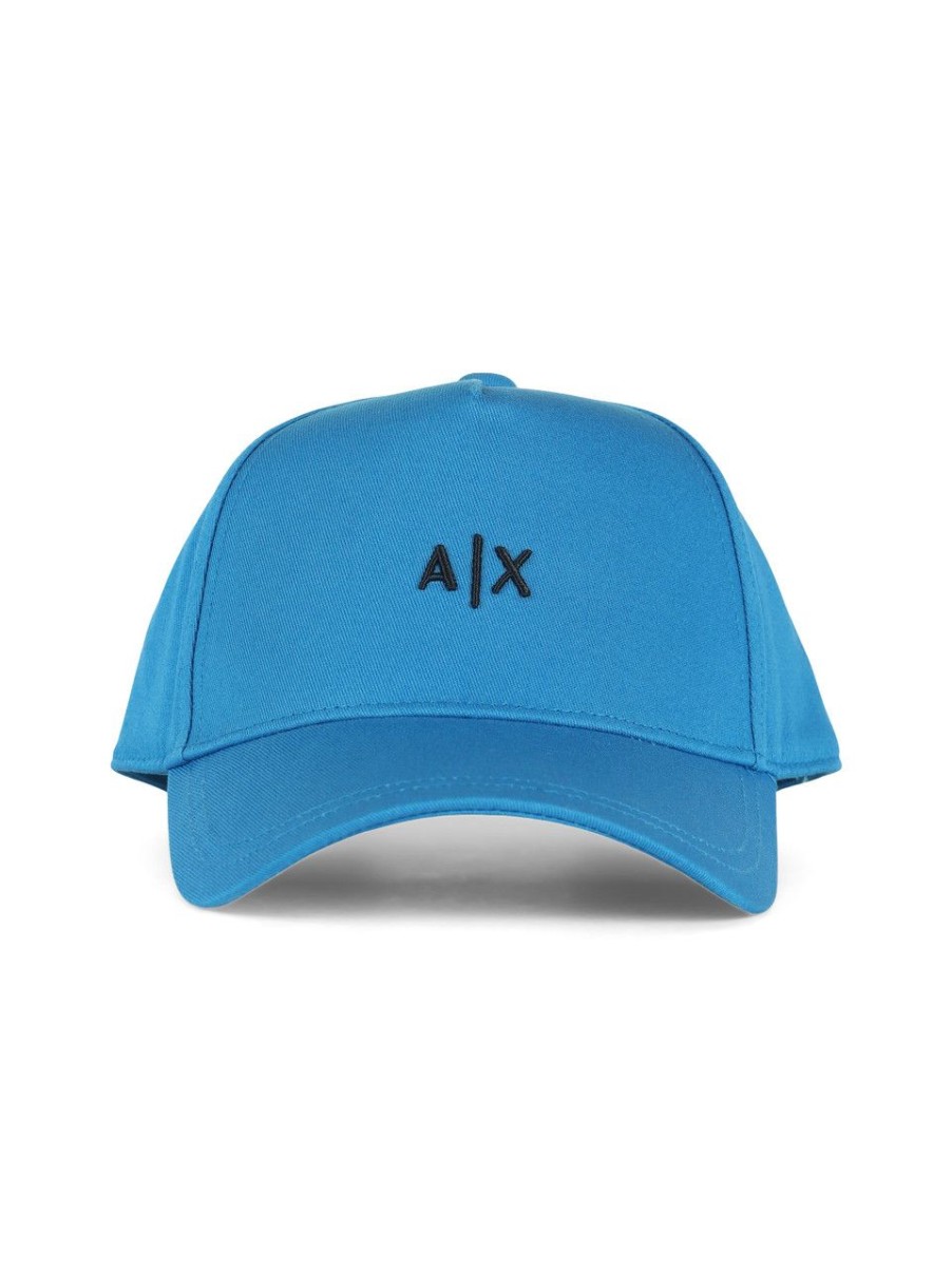 Uomo ARMANI EXCHANGE | Cappello In Cotone Con Ricamo Logo Azzurro